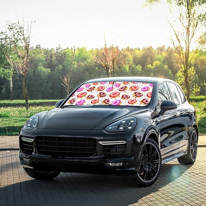 CHILL·TEK Funny Animal Car Windshield Sun Shade Umbrella, Cute Donuts Car Sun Shade Umbrella, Block UV Rays Heat Foldable Windshield Umbrella Sun Visor Protector - Keep Vehicle Cool for Cars SUV - Image 7