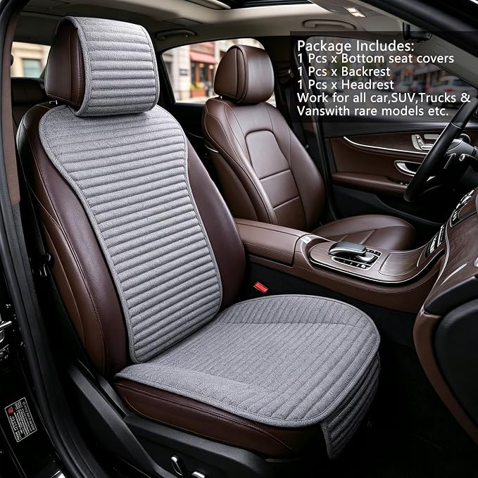 Car Seat Covers Buckwheat Hull Universal Front Seat Only | Bottom Seat Covers For Most Cars, SUVs, Vans Trucks Car Seat Cushion Protector Mats Pad Gray - Image 4