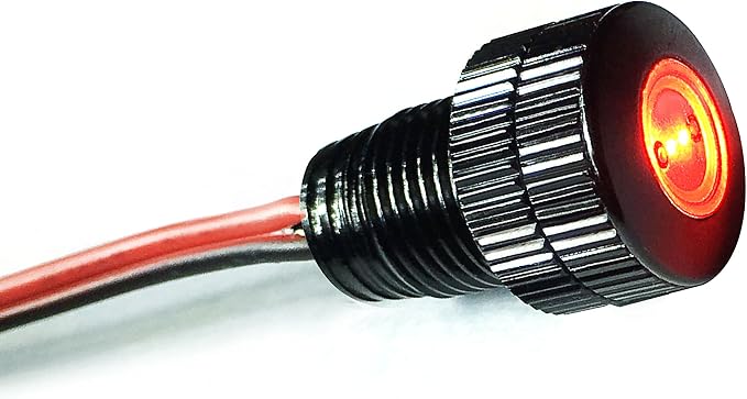 Oznium Brightest Light Bolt - Flush Mount 12V LED Light for Bumper, Grille, Cars Interior, Dash, Ambient Lighting, Motorcycle w/Sleek Aluminum Housing & Screw Nut (11 mm Black, Red LED) by Oznium