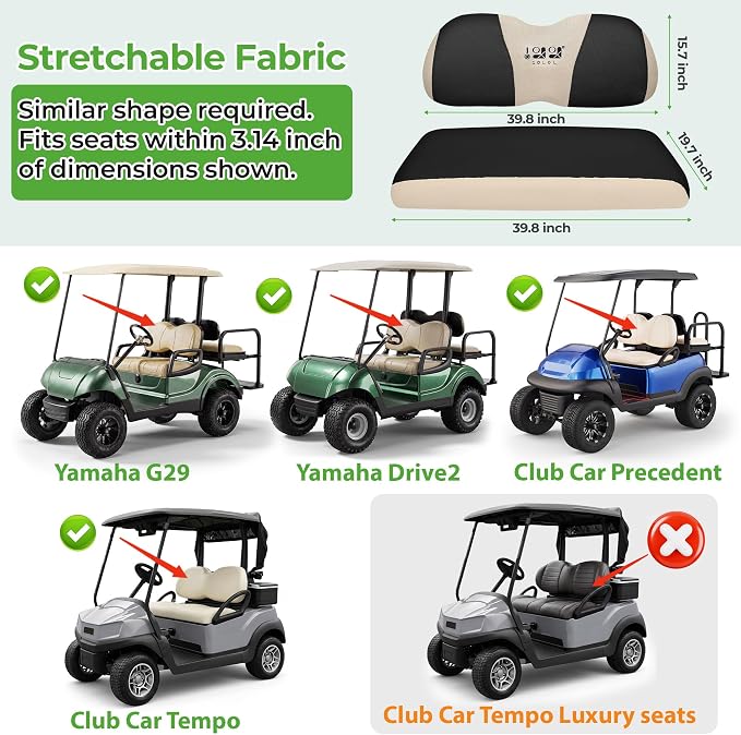 10L0L Golf Cart Seat Covers for Yamaha EZGO Club Car Seat Towel Cushion | Breathable Mesh All-Season Front/Rear Seat Blanket, UV Resistant, Cool Comfort, Machine Washable, Easy On, Great Golf Gift - Image 6