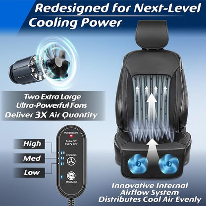 2026 Upgraded Cooling Car Seat Cover Front Seat, 12V-24V Ventilated Cooling Car Seat Cushion, Cooled Seat Cover for Car SUV Truck Universal Fit, Classic Black - Image 3