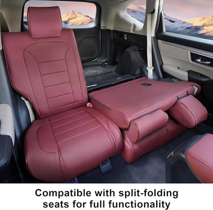 Lolcar CRV Seat Covers Custom Fit for Honda CRV 2017 2018 2019 2020 2021 2022,Leather Car Seat Cover Full Set for Trucks SUV,Waterproof Car Seat Cushion,Faux Leather (Burgundy) - Image 5