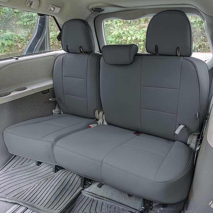 FH Group Custom Fit Car Seat Covers Specifically Made for 2011-2020 Toyota Sienna 7 Passenger, Car Seat Cover Full Set, Automotive Seat Covers in Solid Gray Faux Leather, Waterproof and Washable - Image 5