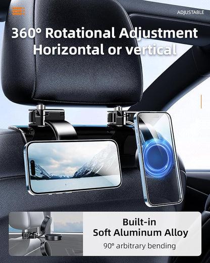 1 Pack Headrest Hook for Car Seat Back with Magnetic Phone Holder, Multifunctional Car Seat Hooks for Purses and Bags Handbag Grocery Bag, Purse Hanger Car Organizers and Storage Accessories - Image 3