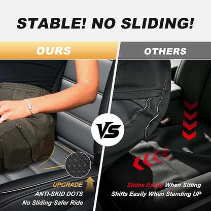 IKABEVEM for Chevy Colorado Seat Covers 2015-2024 2025 2026 2 Front Seats | Luxury Waterproof Faux Leather Pickup Seat Protectors Fit Chevrolet WT LT Custom Trail Boss Z71 ZR2,Black&Gray - Image 7