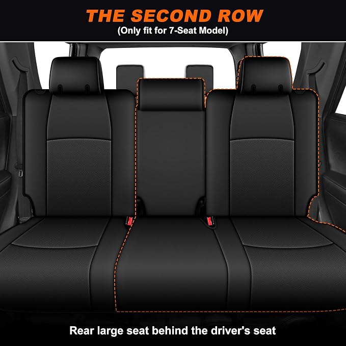 Custom Fit Seat Covers for Toyota 4runner 2011-2024 7 Seats | Full Set Faux Leather Car Seats Cover for 2011 2012 2013 2014 2015 2016 2017 2018 2019 2020 2021 2022 2023 2024 4Runner Black - Image 2
