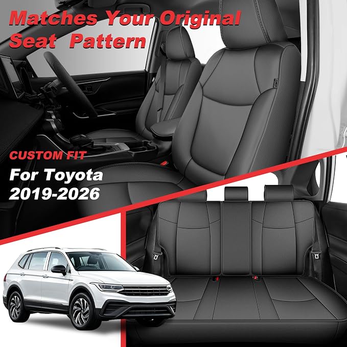 TTX LIGHTING Custom Fit for Toyota RAV4 Seat Covers 2019-2026 5-Seats | Original Seat Pattern | Full Coverage | Easy Install | Waterproof | Faux Leather | Shield Your Car Seats | All Season - Image 2