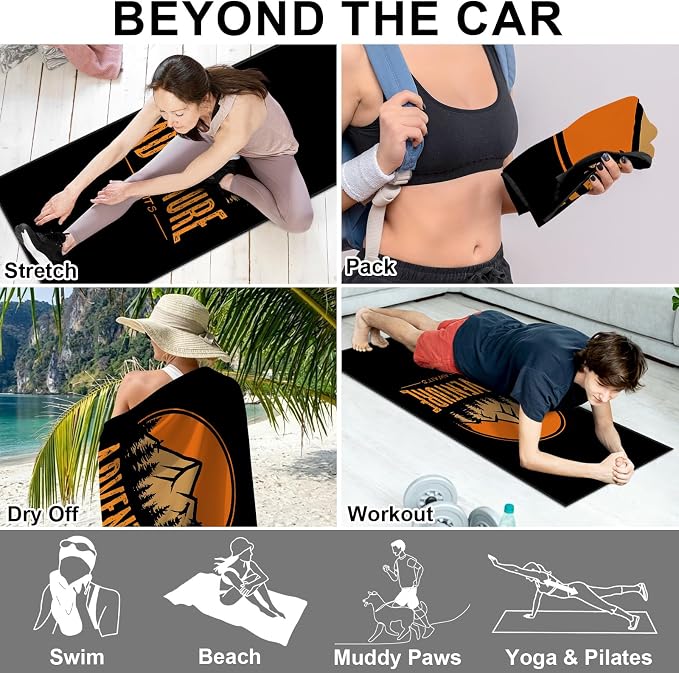 2 Pack Car Towels Seat Cover with Storage Bag, Multifunctional Microfiber Towel for Gym Outdoor Sport Running,Picnic, Beach, Pet Dog Travel,Fits Car SUV Truck (Adventure) - Image 5