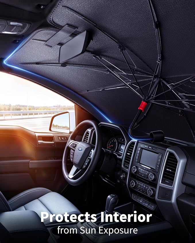 Windshield Sun Shade Umbrella | 61" L x 35" W,car window shades,windshield umbrella,umbrella sunshade for car windshield,windshield sun shade - Image 4
