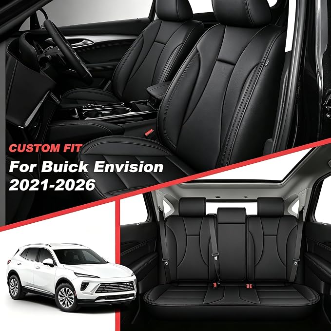 TTX LIGHTING Custom Fit Seat Covers for Buick Envision 2021-2026 | Original Seat Pattern Interior Protection Waterproof Faux Leather Full Set for 5 Seats Airbag Compatible - Image 2