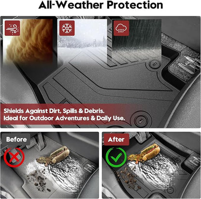 T TGBROS Floor Mats for Lexus TX|TX350|TX500|TX550+ 2024 2025 2026, All-Weather Custom Fit TPE Liner Set with Front & Rear Mats and Trunk Cargo Liner & Door Sill Guards Kit, 9PCS - Image 3