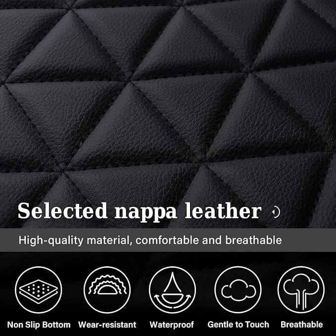 Coverado Car Seat Covers Full Set, Leather RAM 1500 Seat Covers Protectors Compatible with 2002-2026 Dodge RAM 1500 2500 3500 Crew Double Mega Quad Cab with Flat Bench, Black - Image 6
