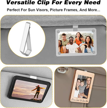 4 Pack Car Sun Visor Photo Clips, Stainless Steel Sun Visor Clips for Car with Adhesive Clip Mounting Kit for Custom Displays (Photo Frames Not Included), Strong Hold Accessory for Cars, Home & Office - Image 7