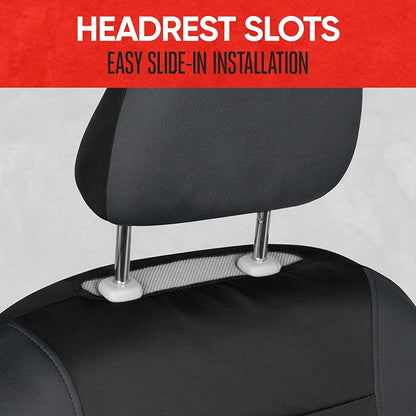Motor Trend Front & Rear Car Seat Covers Full Set - Charcoal Cloth Bucket Seat Covers for Front Seats + Waterproof Rear Split Bench Cover – Universal Fit for Car Truck SUV Van Interior Protection - Image 9