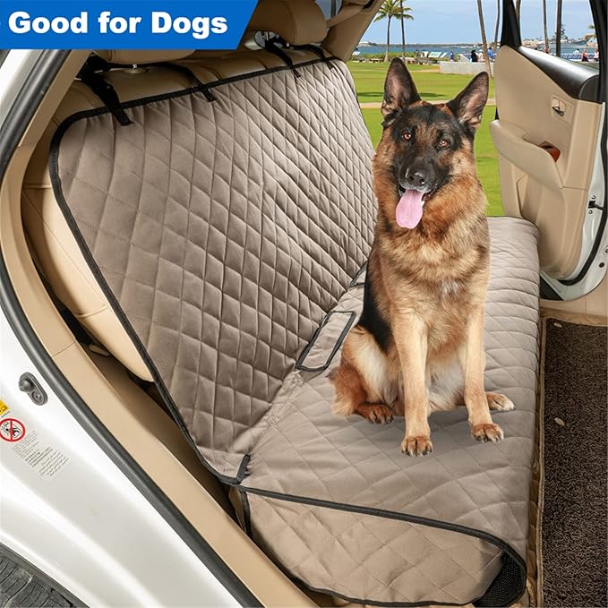 VIEWPETS Bench Car Seat Cover Protector, Waterproof Heavy-Duty, Khaki | Nonslip Dog Back Seat Cover Protect from Mud, Spills, Scratches, Machine Washable, Universal Fit for Vehicles, Trucks&SUVs - Image 3