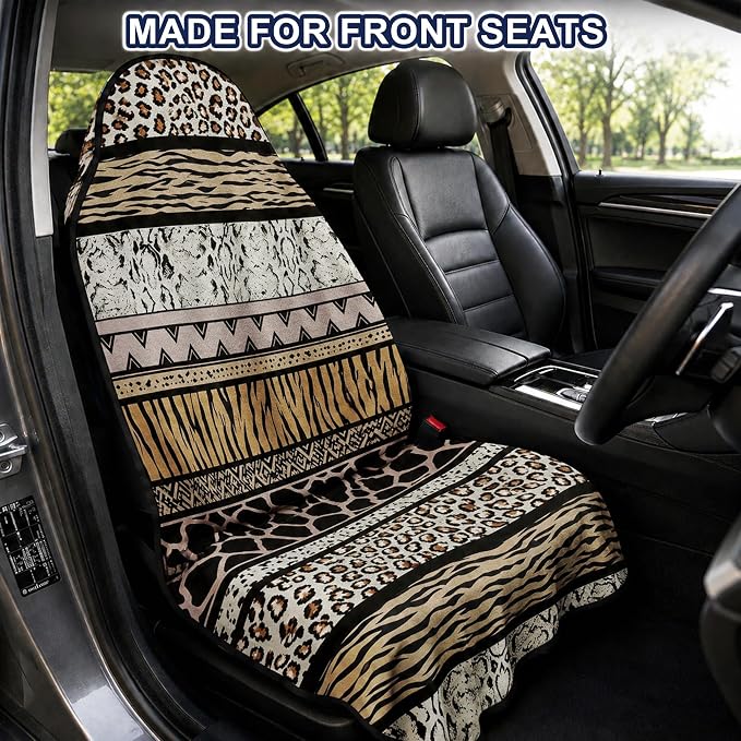 Car Seat Towel Cover for Front Seat, 1Pc Sweat Absorbent Car Seat Protector with Non-Slip Backing, Waterproof Towel Car Seat Cover for Runners, Gym, Swimming, Beach, Pets, Wild Safari Stripe - Image 2