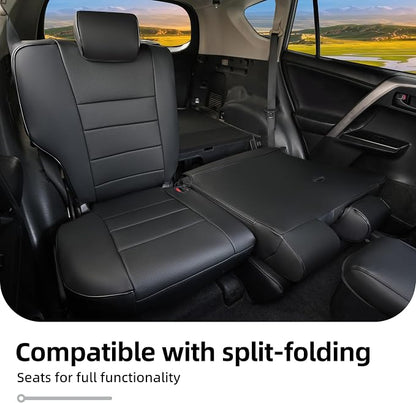 Lolcar Rav4 Seat Covers Custom Fit for Toyota Rav4 LE(NOT for Hybrid) 2013 2014 2015 2016 2017 2018,Leather Car Seat Cover for Trucks SUV Full Set,Faux Leather (Black) - Image 6