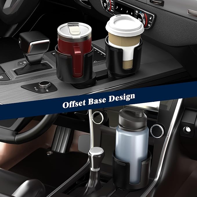 Quick-Install Car Cup Holder Expander, Space-Saving Cup Holder for Car with Offset Design, Non-Slip Large Water Bottle Holder Expander, Compatible with Owala, Stanley, Yeti Cups (24oz to 64oz) - Image 5