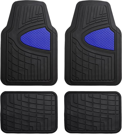 FH Group Automotive Floor Mats - Heavy-Duty Rubber Floor Mats for Cars, Universal Fit Full Set, Climaproof Floor Mats, Trimmable Floor Mats for Most Sedan, SUV, Truck Floor Mats Blue by FHGroup