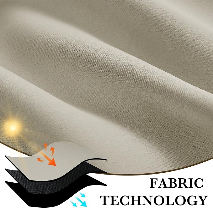 RYB HOME Bedroom Blackout Curtains 63 inches Long, 100% Blackout | Thermal Insulated, Noise Reducing, Curtains for Living Room Nursury, For Sleep, W42 x L63, Biscotti Beige - Image 7