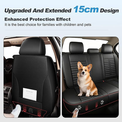 Fit for Mazda CX-5 Seat Covers 2013-2026 Front Set | Faux Leather Waterproof Car Seat Covers, Airbag Compatible with Lumbar Support Anti-Slip Design, 2 Seater Black - Image 4
