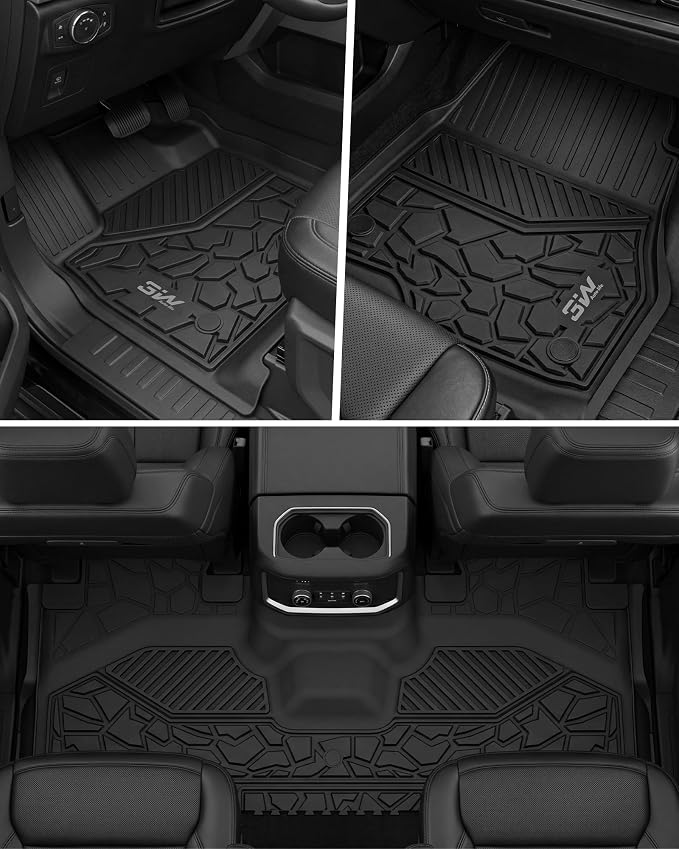 3W Floor Mats & Cargo Liner & Backrest Mat for 2025-2026 Ford Expedition | Only Standard 7 Seats, Easy Clean 100% TPE All Weather Custom Fit for Expedition Car Liners,Full Protection Mats, Black 5pcs - Image 9