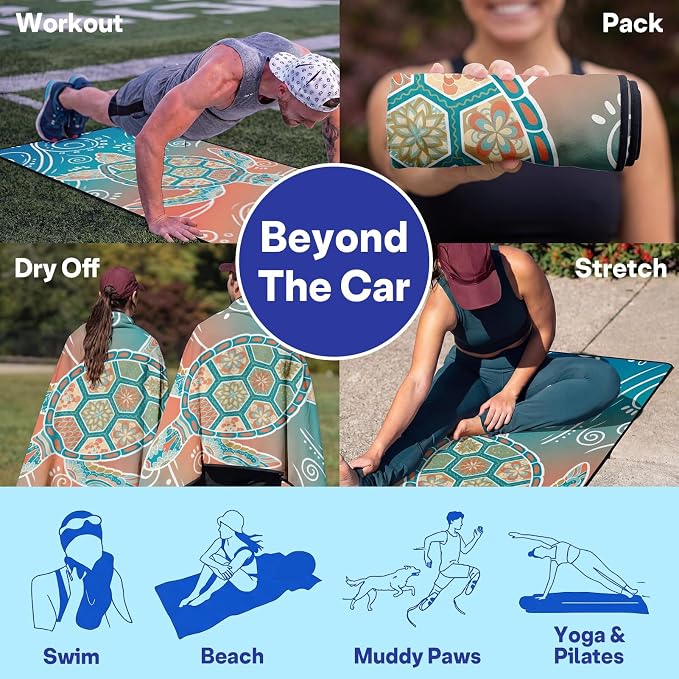 2 Pack Car Seat Towel Covers, Sweat-Proof Microfiber Seat Protectors for Gym, Running, Beach & Workout, Breathable Quick-Dry, Machine Washable, Gradient Sea Turtle Print, Universal Fit - Image 6