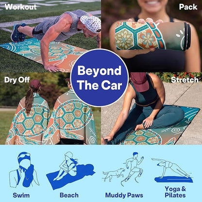 2 Pack Car Seat Towel Covers, Sweat-Proof Microfiber Seat Protectors for Gym, Running, Beach & Workout, Breathable Quick-Dry, Machine Washable, Gradient Sea Turtle Print, Universal Fit - Image 6