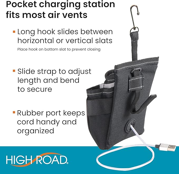 DriverPockets Car Vent Organizer - Hanging Phone Holder and Car Pen Holder | High Road Car Pouch Organizer Keeps Phones, Pens, Cords and Sanitizer on the Dashboard Within Easy Reach - Image 5