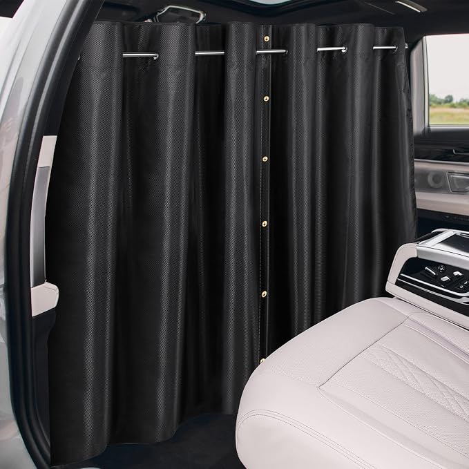 XCBYT Car Privacy Divider Curtain, Opaque Blackout Fabric for Car Life | Opaque fabric hides valuables & blocks light for camping and car living. Requires B-pillar gap. Center divider only by XCBYT