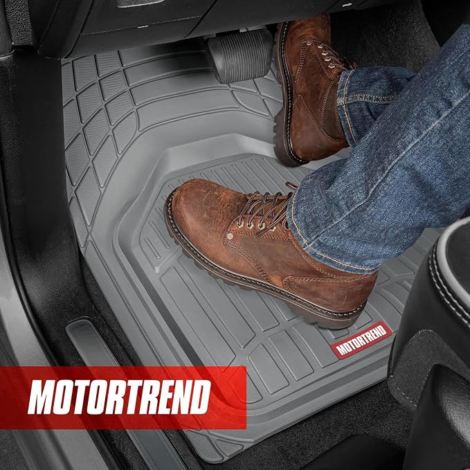 Motor Trend 943-GR FlexTough Defender Car Floor Mats -Next Generation Deep Dish Heavy Duty Contour Liners for Car SUV Truck & Van-All Weather Protection, Trim to Fit Most Vehicles Gray - Image 3
