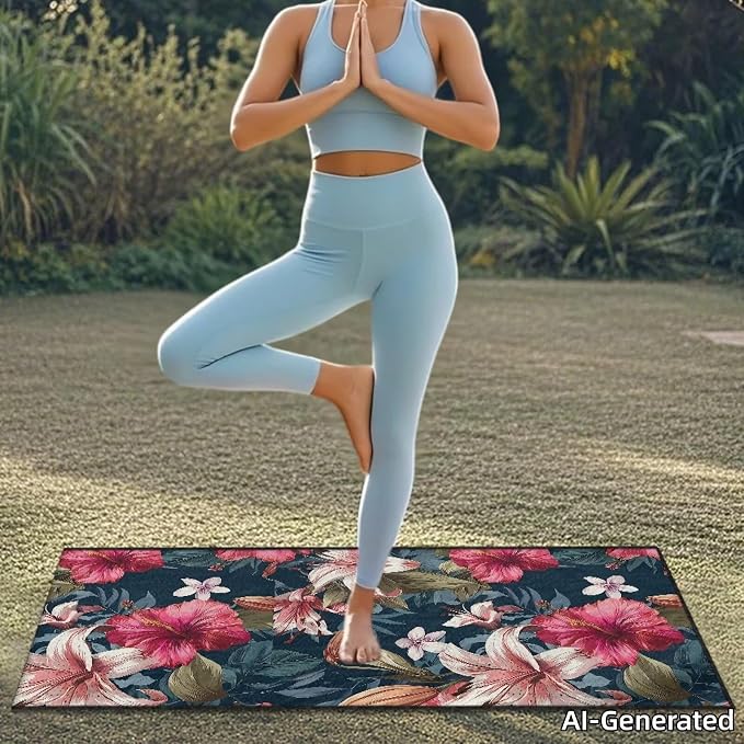SEANATIVE Car Seat Cover Car Towel - Washable Sweat Protector for Workout, Sports Towel Cushion Cover, Women Men Dogs' Universal Seat Covers for Cars Trucks SUV, Hibiscus Flowers Print - Image 3