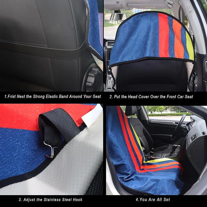 Car Seat Cover Protector Front Seats,for Gym Workout,Running,Swimming,Beach and Hiking,Waterproof Sweat Towel Bucket Seat Covers for Cars SUV Trucks (Racing Stripes, 1Pcs) - Image 4