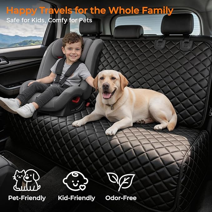 URPOWER Dog Car Seat Cover for Back Seat, Waterproof Car Seat Protector | Non-Slip, Scratch-Resistant, Machine-Washable 600D Oxford Fabric Rear Bench Seat Cover for Compact Cars and Small SUVs - Image 7