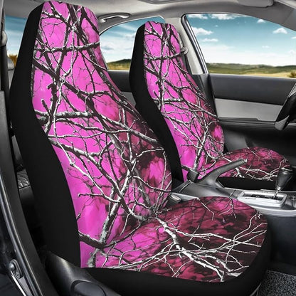 Red Hunter Camo Print Car Seat Cover Front Bottom Seat Cushion Cover, Branch Camoflage Pink Front Seat Covers fits Most Cars, SUVs, and Trucks, Washable and Easy to Install - Image 7
