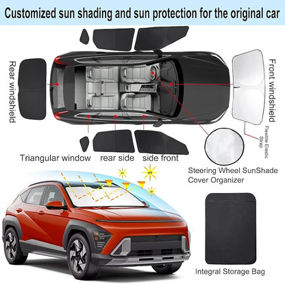TINGLU Window Shades for Hyumdai Kona SE@SEL 2024-2026 Accessories Car Side Full Windows Rear Triangular Windshield Sun Shade Sun UV Rays & Privacy Protection for Camping 8PCS - Image 3