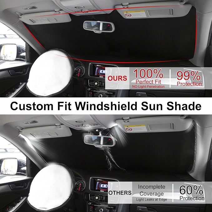 YYCKE Windshield Sun Shade Accessories Compatible with 2022 2023 2024 2025 EV6 for Kia Foldable Sunshade Sun Visor Blocks UV - Image 4