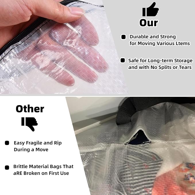 6 Pack Clear Storage Bags with Zipper and Handles, Blanket Bags For Closet Storage, Moving and Packing Supplies for College, Underbed Storage Organizer for Clothes Pillow Bedding Christmas Wreath - Image 5