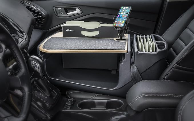 AutoExec AE-FMEF-PM-11M Efficiency FileMaster Car Desk for Your Vehicle Workstation and Mobile Office, Natural with Phone Mount | Vehicle Workstation, Mobile Office, With Phone Mount - Image 2