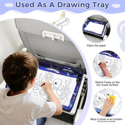 COOLBEBE Airplane Tray Table Cover, Foldable Travel Tray Cover | for Toddlers 1-3, Universal Fit for Airplane, Car Seat, High Chair, Machine Washable, Portable, Blue Plane - Image 3