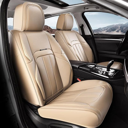 Coverado Nappa Leather Car Seat Covers Front Set, Luxury Waterproof Seat Protectors, Airbag Compatible Anti‑Slip Auto Seat Covers, Universal Fit for Most Cars SUVs Trucks Pickup Vehicles by COVERADOAUTO