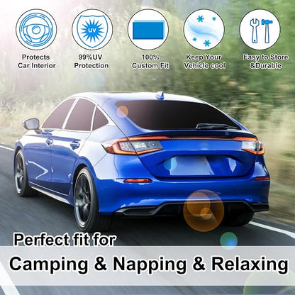 TINGLU Window Shades for 11th Gen Honda Civic (NOT for Hatchback) 2022-2026 Accessories Car Side Full Windows Rear Triangular Windshield Sun Shade Sun UV Rays & Privacy Protection for Camping 8PCS - Image 6