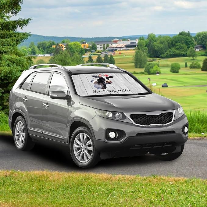 CHILL·TEK Funny Animals Car Windshield Sun Shade Umbrella, Heifer Cow Car Foldable Umbrella Sunshade for Front Window UV Reflector Umbrella Sun Protection Auto Windshield Umbrella Sun Shades Cover - Image 7
