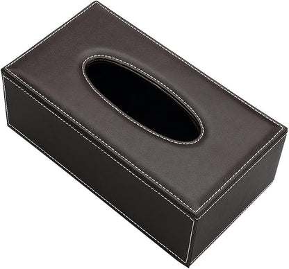 KINGFOM Rectangular PU Leather Tissue Box Cover - Facial Tissue Paper Napkin Holder for Bathroom, Home, Office, Car Automotive Decoration with Magnetic Bottom(Brown) - Image 3
