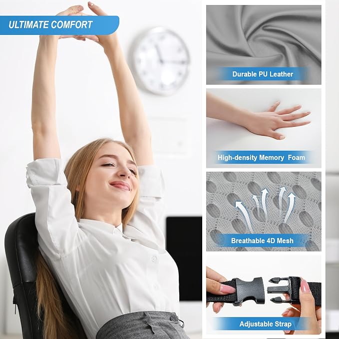 Lofty Aim Lumbar Support Pillow for Car, Car Seat Back Support for Driving | Memory Foam Car Lumbar Support for Driving, Car Back Cushion, Adjustable Straps, Lower Back Pillow, Breathable 4D Mesh, Gray - Image 5