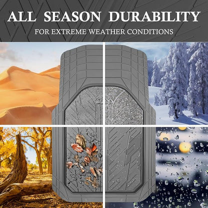 CAR PASS Floor Mats for Cars M-L Size, Heavy Duty Rubber Floor Mats with Trunk Cargo Liner, Universal Trim-to Fit Automotive Floor mats for Truck Van SUV Waterproof All Weather Car Mats All Gray - Image 4