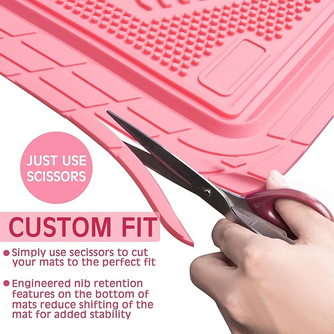 CAR PASS Heavy Duty Rubber Floor Mats 4-Piece,Pink Car Mats Full Sets Anti-Slip,Waterproof Universal Trim-to-Fit for Car SUV Truck, Durable All Weather Automotive Car Mats for Women,Girly(All Pink) - Image 3