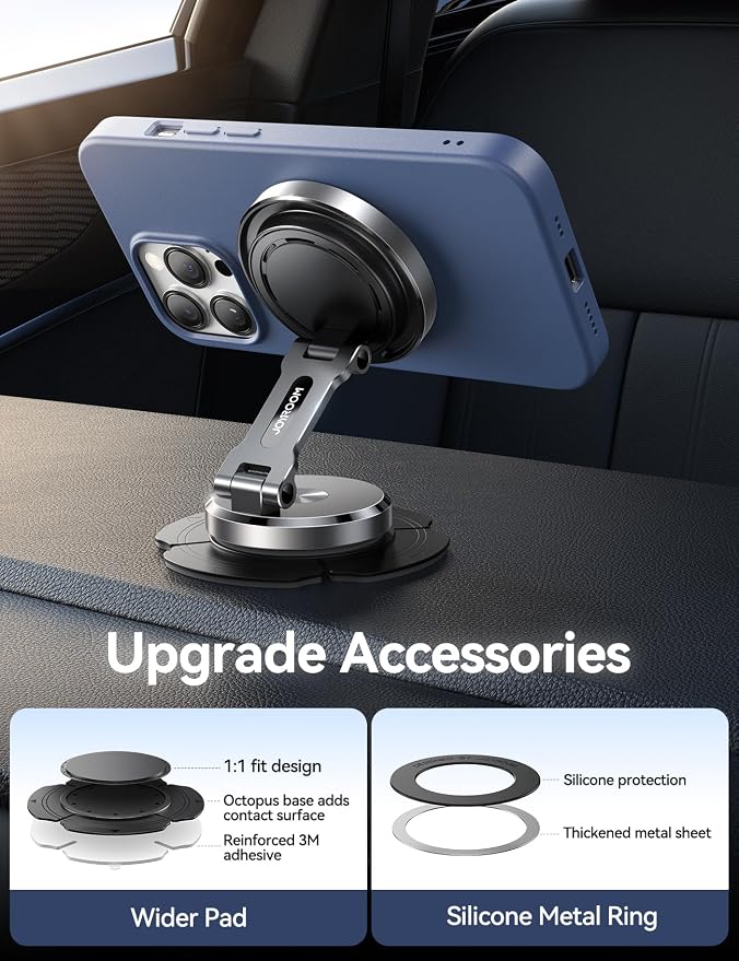 MagSafe Car Mount Charger with 360° Rotatable Charging Panel & Base, Silver | 15W Fast Charging Magnetic Phone Holder, Strong Magnets Wireless Car Charger, Car Mount for iPhone 17 Pro Max 16 15 14 13 12 - Image 5