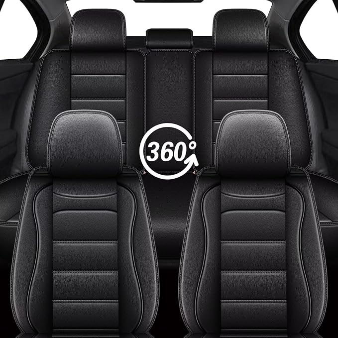IKABEVEM Car Seat Covers Fit for Nissan Kicks 2018-2025 2026: Full Set Luxury Leather Automotive Seat Covers, Car Seat Protector(5 Seats, Black) - Image 7