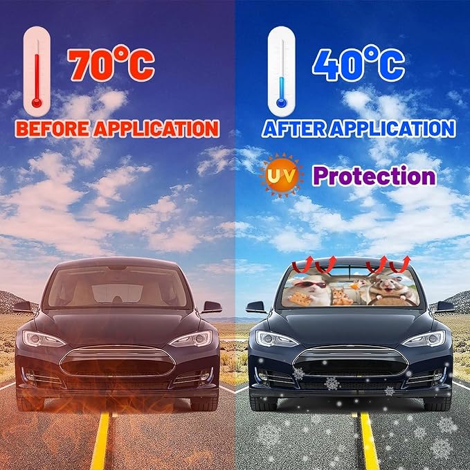 Cute Hamster Car Windshield Sunshade Umbrella Funny Car Sun Shade Foldable Window Shades Cover 57 x 30 in - Image 5